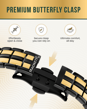 Magnetic Bracelet EllipseMAX Magnetic Bracelet for Men (Black & Gold) MagnetRX