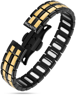 EllipseMAX Magnetic Bracelet for Men (Black & Gold)
