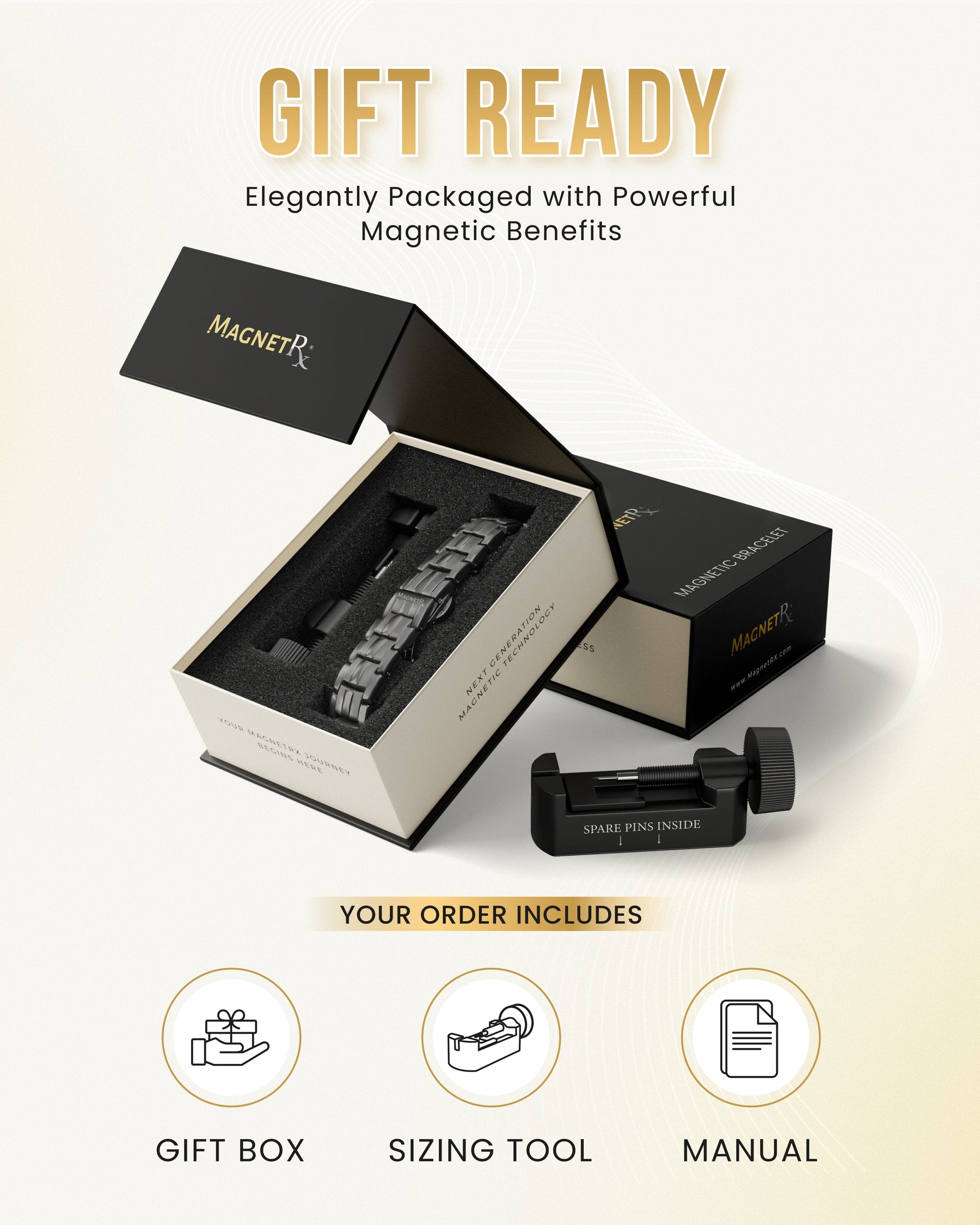 Magnetic Bracelet EllipseMAX Magnetic Bracelet for Men (Gunmetal) MagnetRX