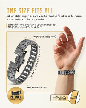Magnetic Bracelet EllipseMAX Magnetic Bracelet for Men (Gunmetal) MagnetRX