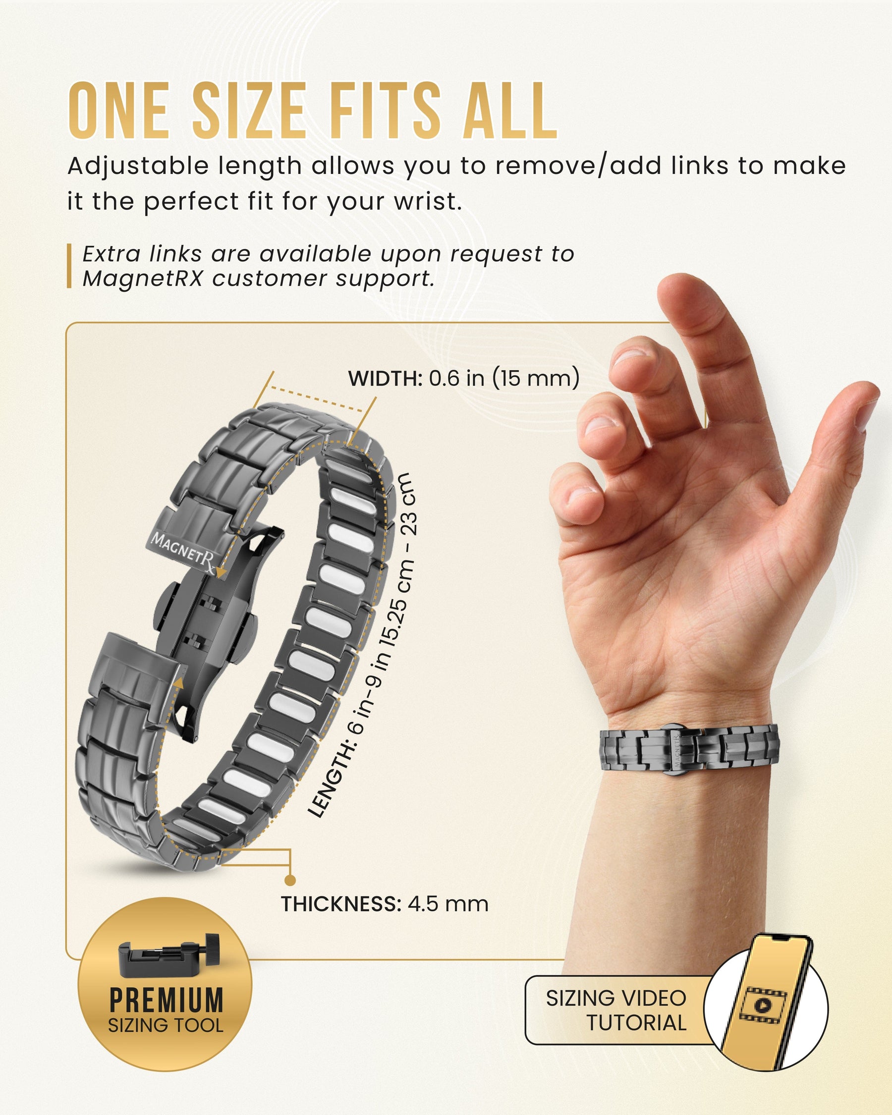 Magnetic Bracelet EllipseMAX Magnetic Bracelet for Men (Gunmetal) MagnetRX