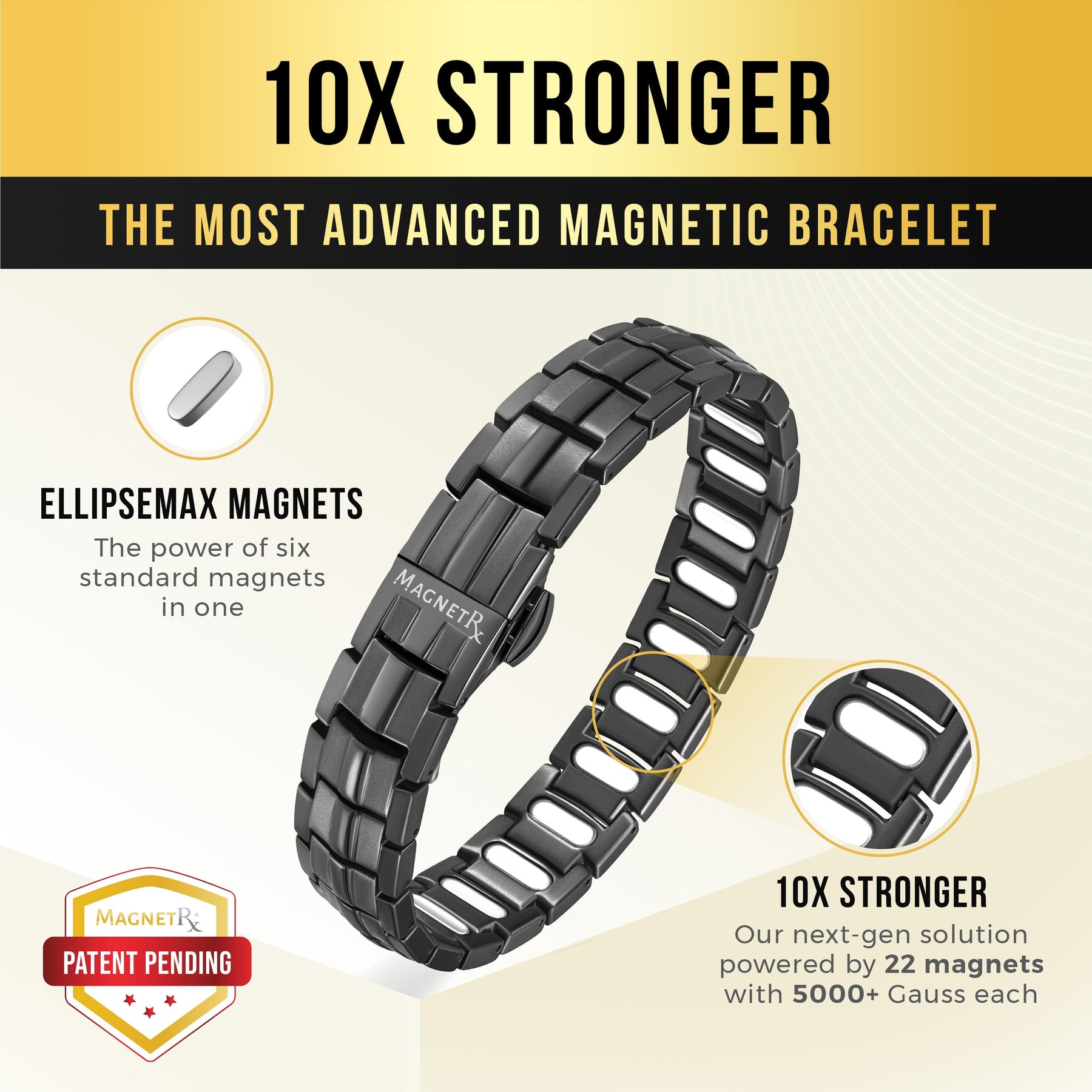 EllipseMAX Magnetic Bracelet for Men (Gunmetal)