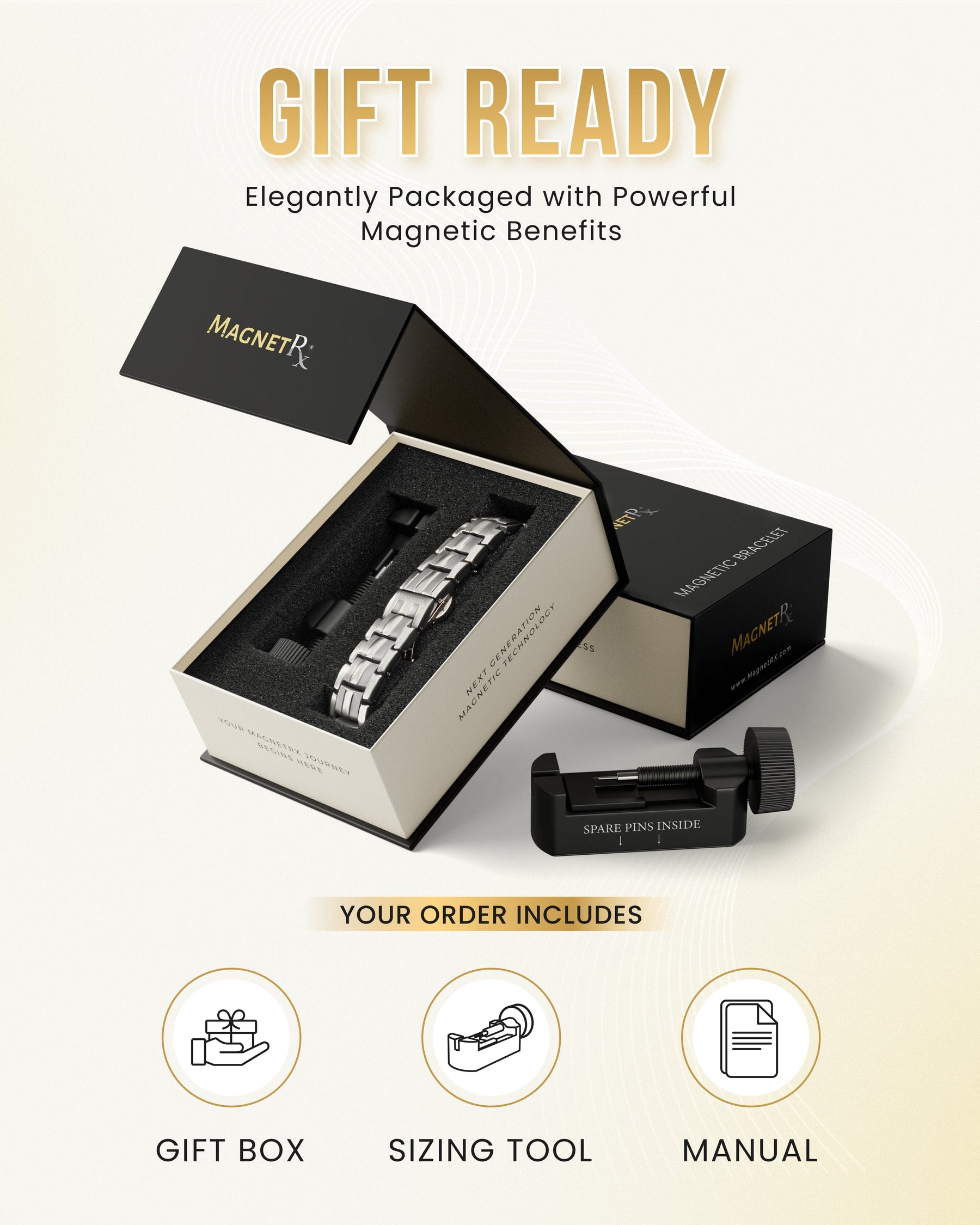 Magnetic Bracelet EllipseMAX Magnetic Bracelet for Men (Silver) MagnetRX