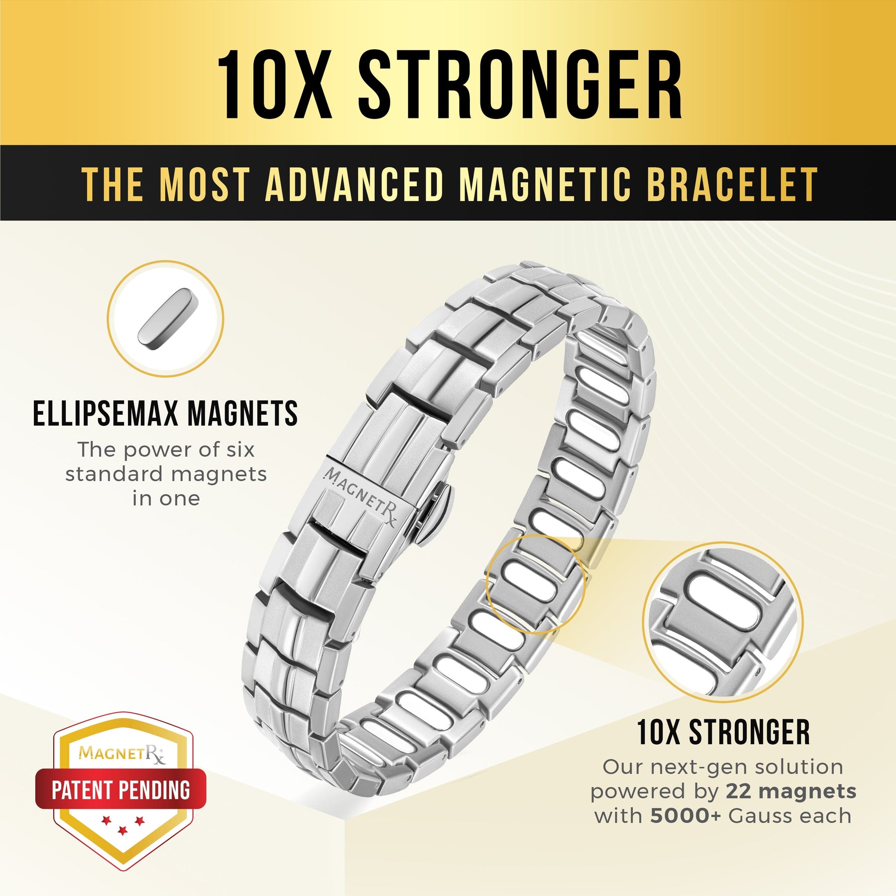 EllipseMAX Magnetic Bracelet for Men (Silver)