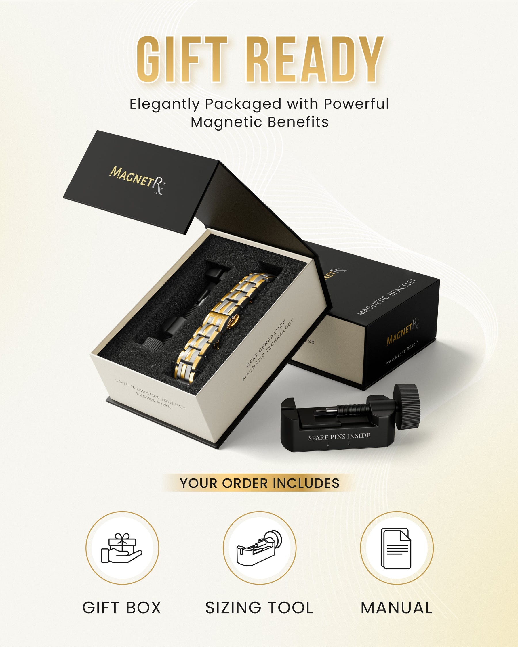 Magnetic Bracelet EllipseMAX Magnetic Bracelet for Men (Silver & Gold) MagnetRX