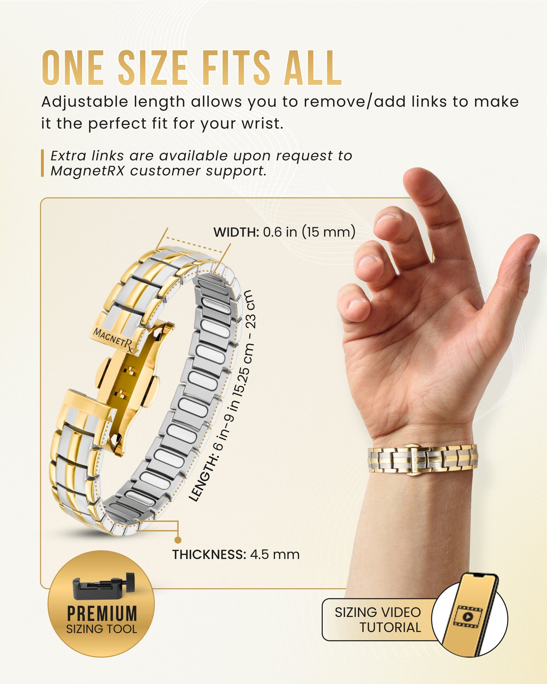 Magnetic Bracelet EllipseMAX Magnetic Bracelet for Men (Silver & Gold) MagnetRX