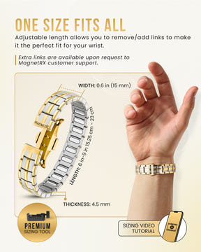 Magnetic Bracelet EllipseMAX Magnetic Bracelet for Men (Silver & Gold) MagnetRX