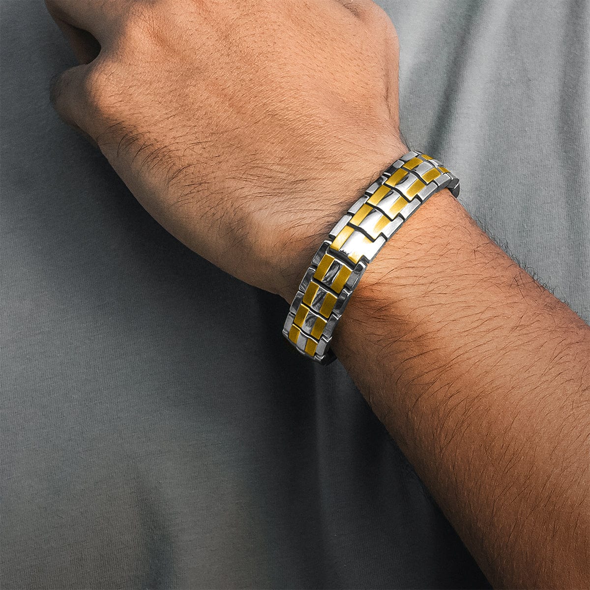 EllipseMAX Magnetic Bracelet for Men (Silver & Gold)