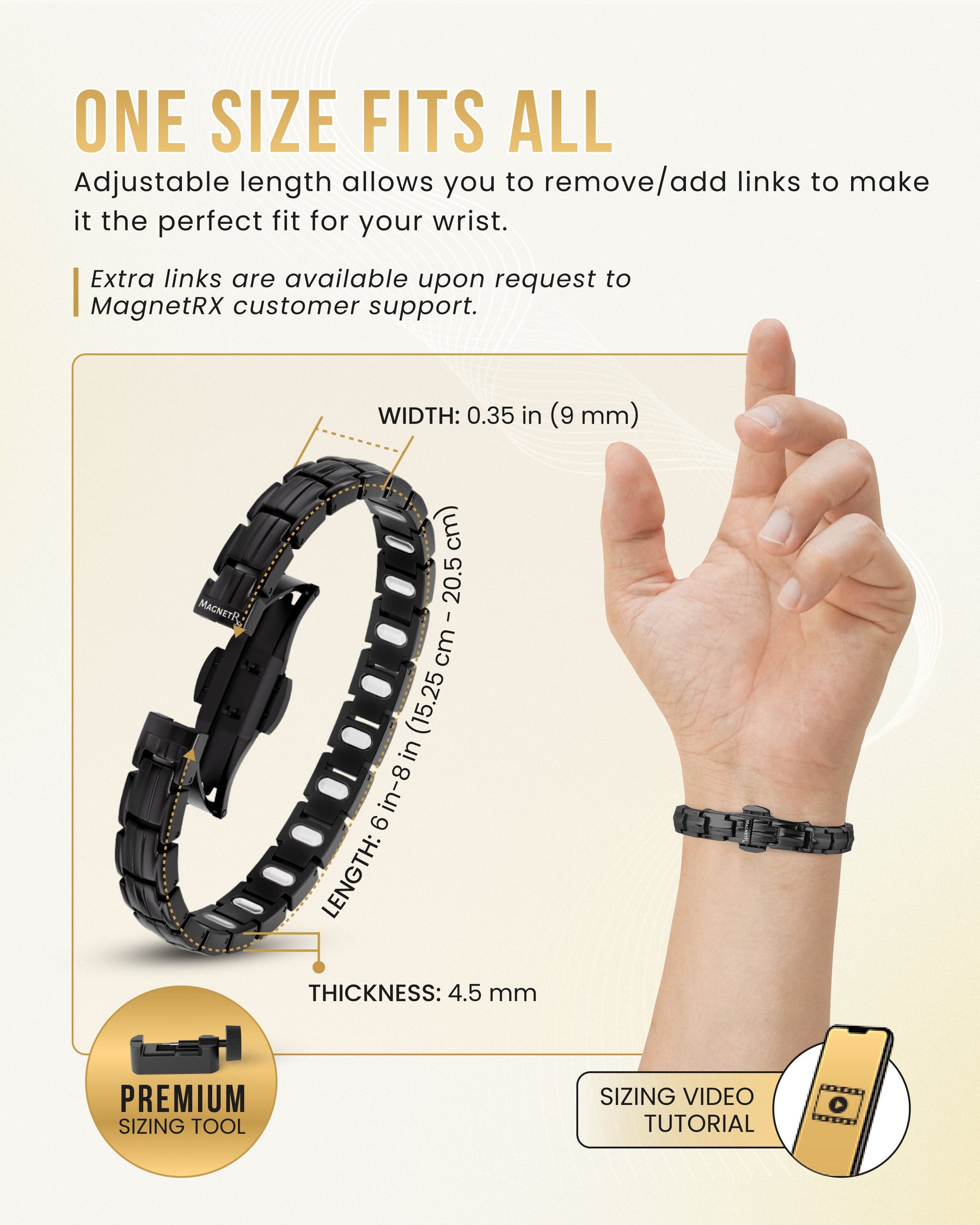 Magnetic Bracelet EllipseMAX Magnetic Bracelet for Women (Black) MagnetRX