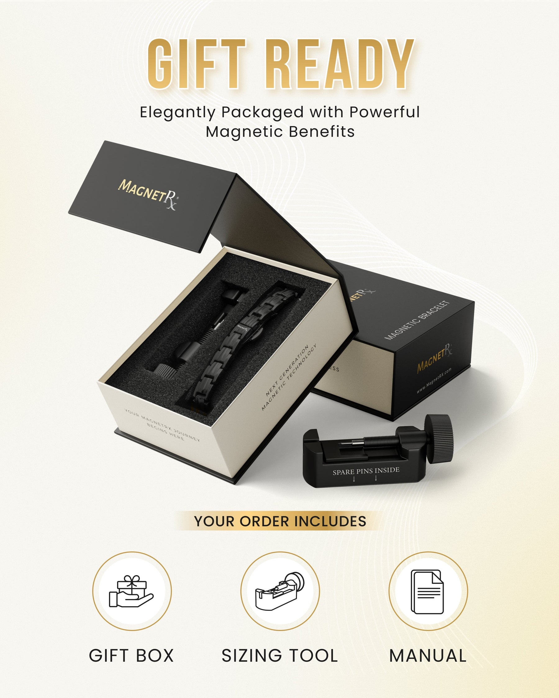 Magnetic Bracelet EllipseMAX Magnetic Bracelet for Women (Black) MagnetRX