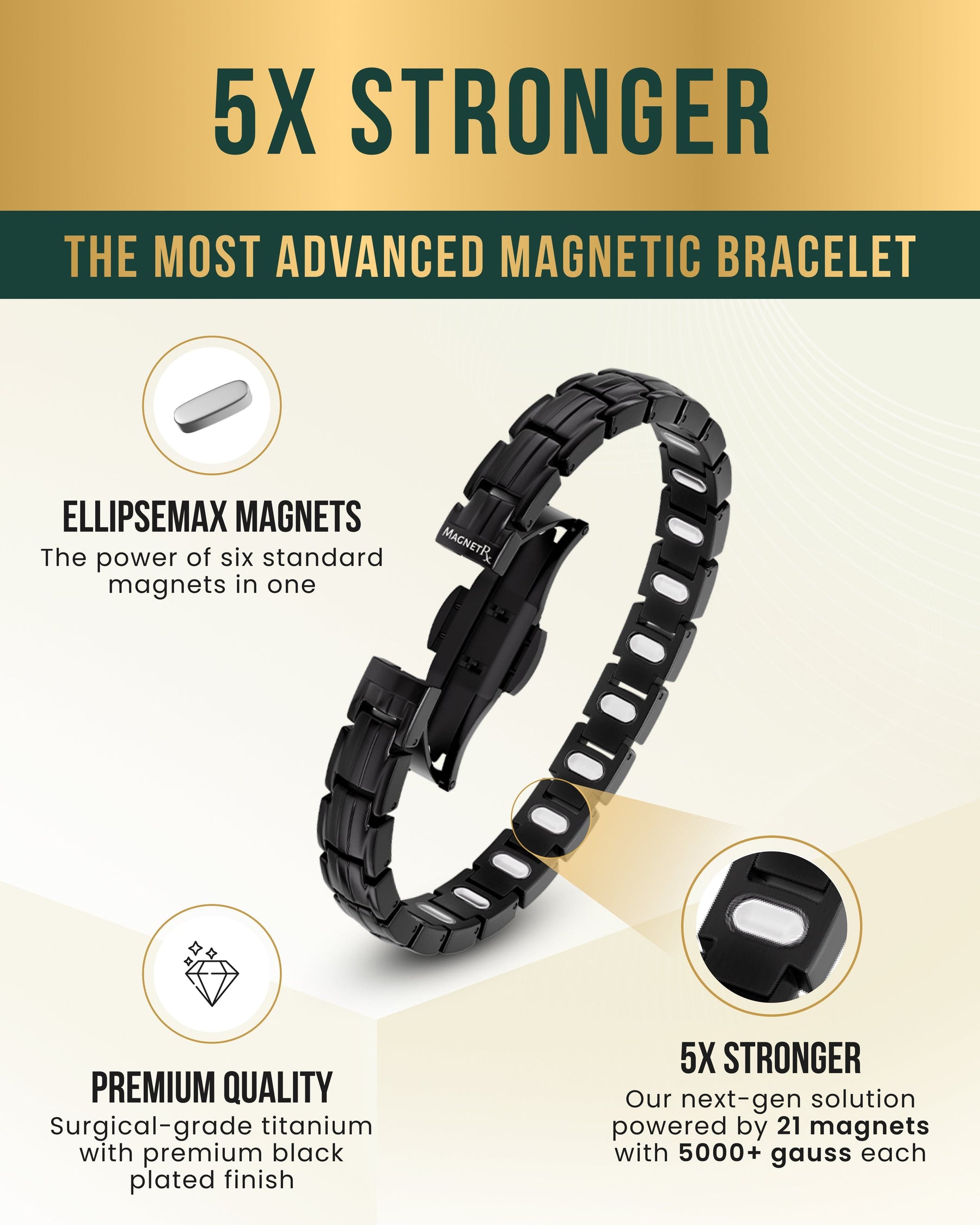 Magnetic Bracelet EllipseMAX Magnetic Bracelet for Women (Black) MagnetRX