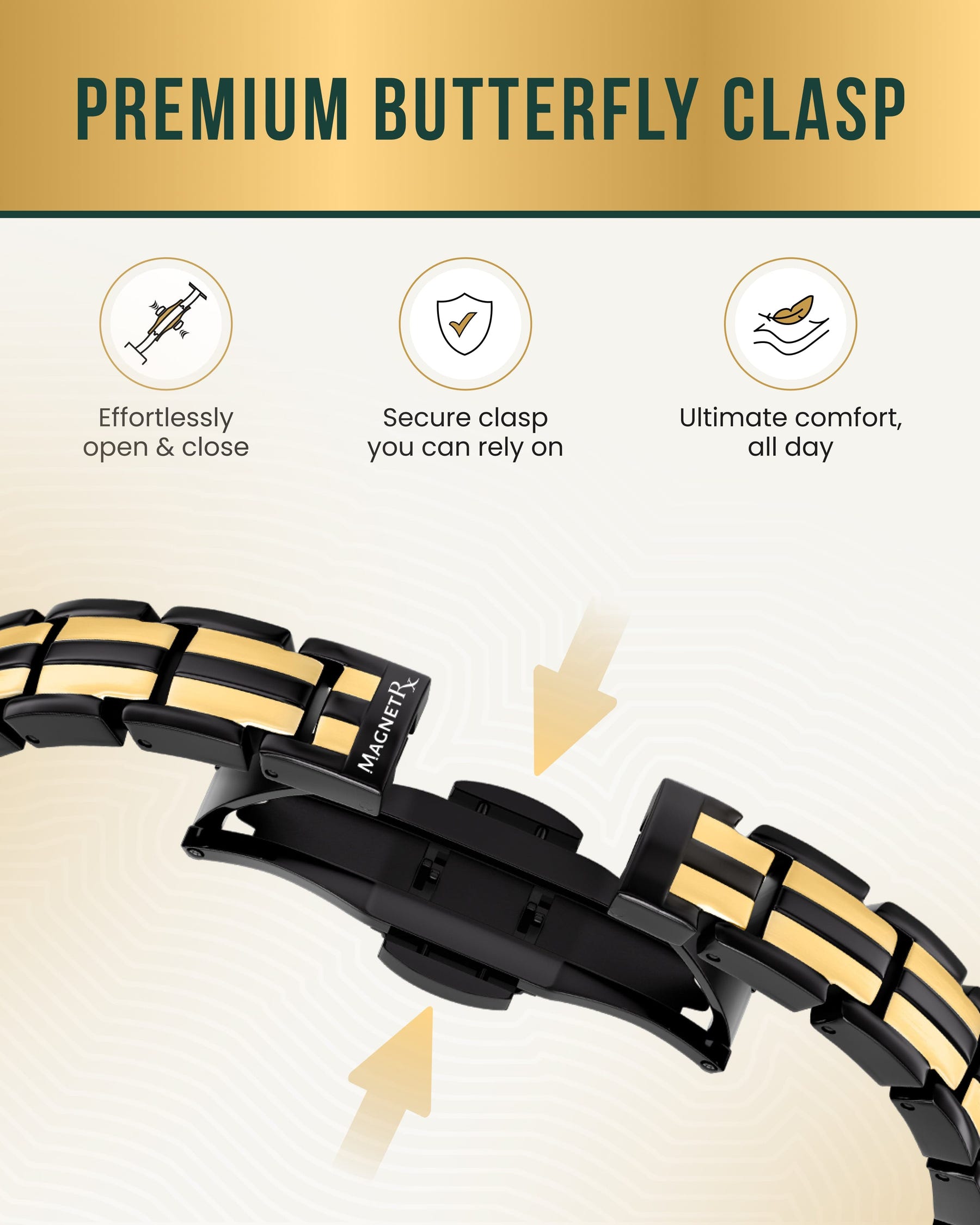 EllipseMAX Magnetic Bracelet for Women (Black & Gold)