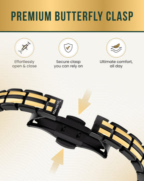 EllipseMAX Magnetic Bracelet for Women (Black & Gold)