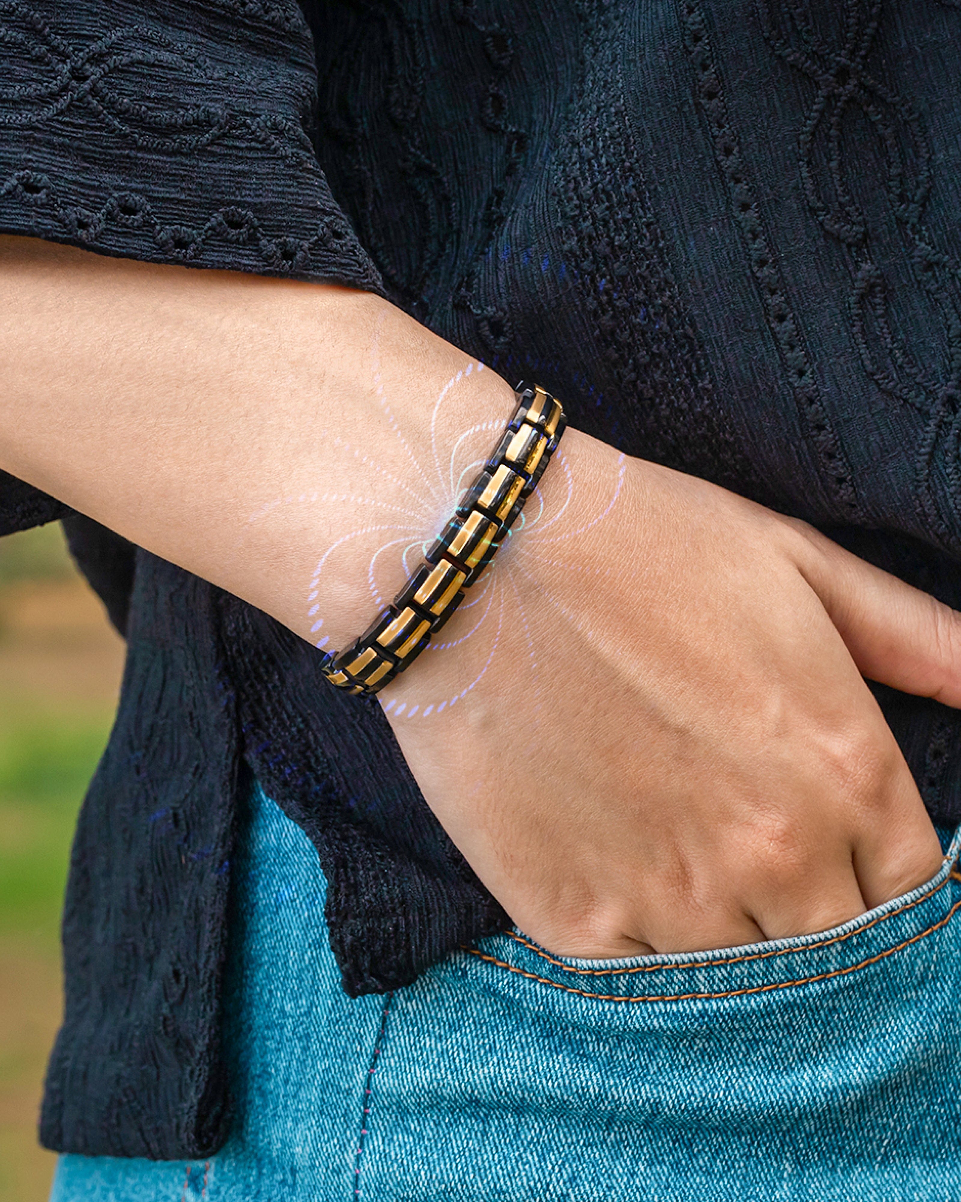 EllipseMAX Magnetic Bracelet for Women Black and Gold