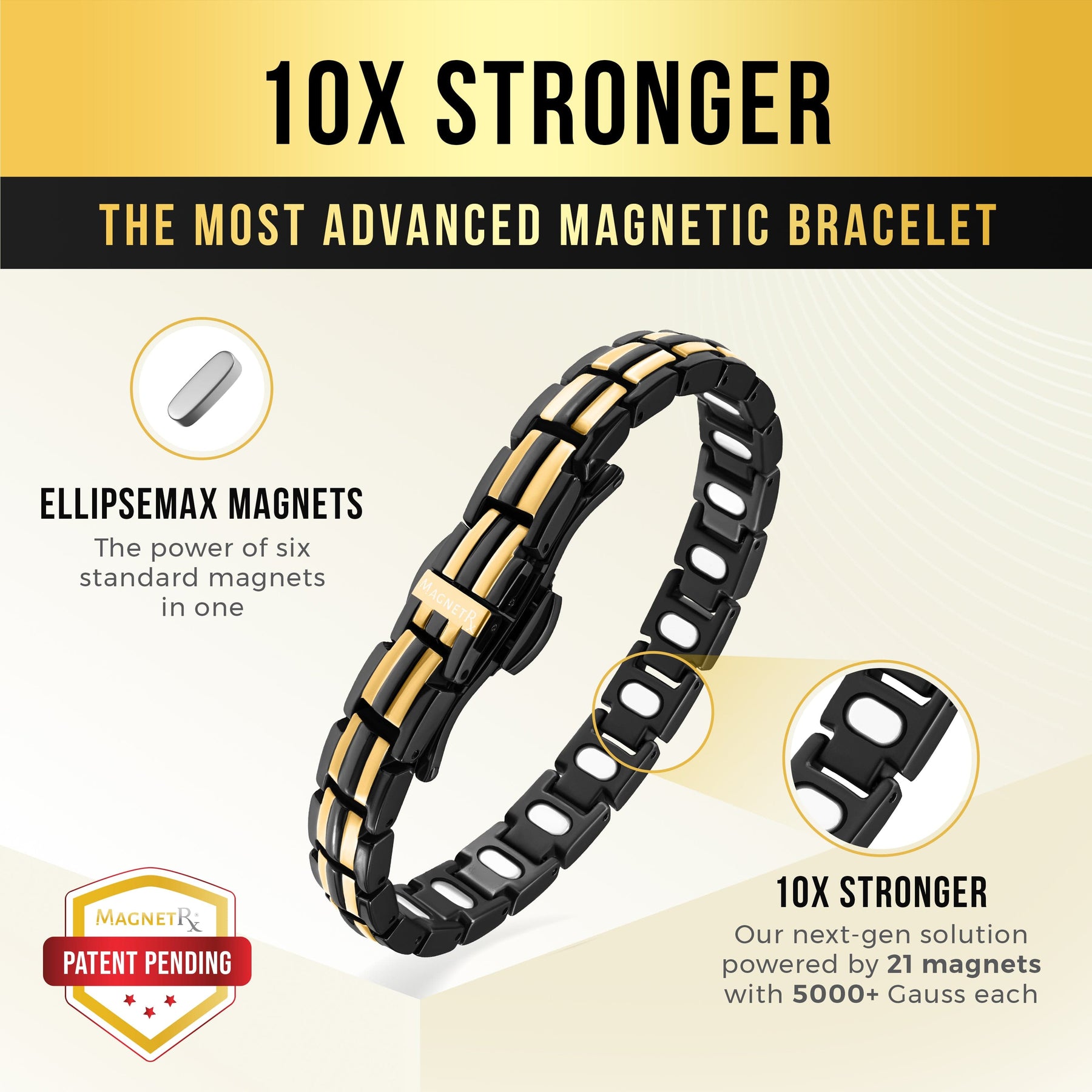 EllipseMAX Magnetic Bracelet for Women (Black & Gold)