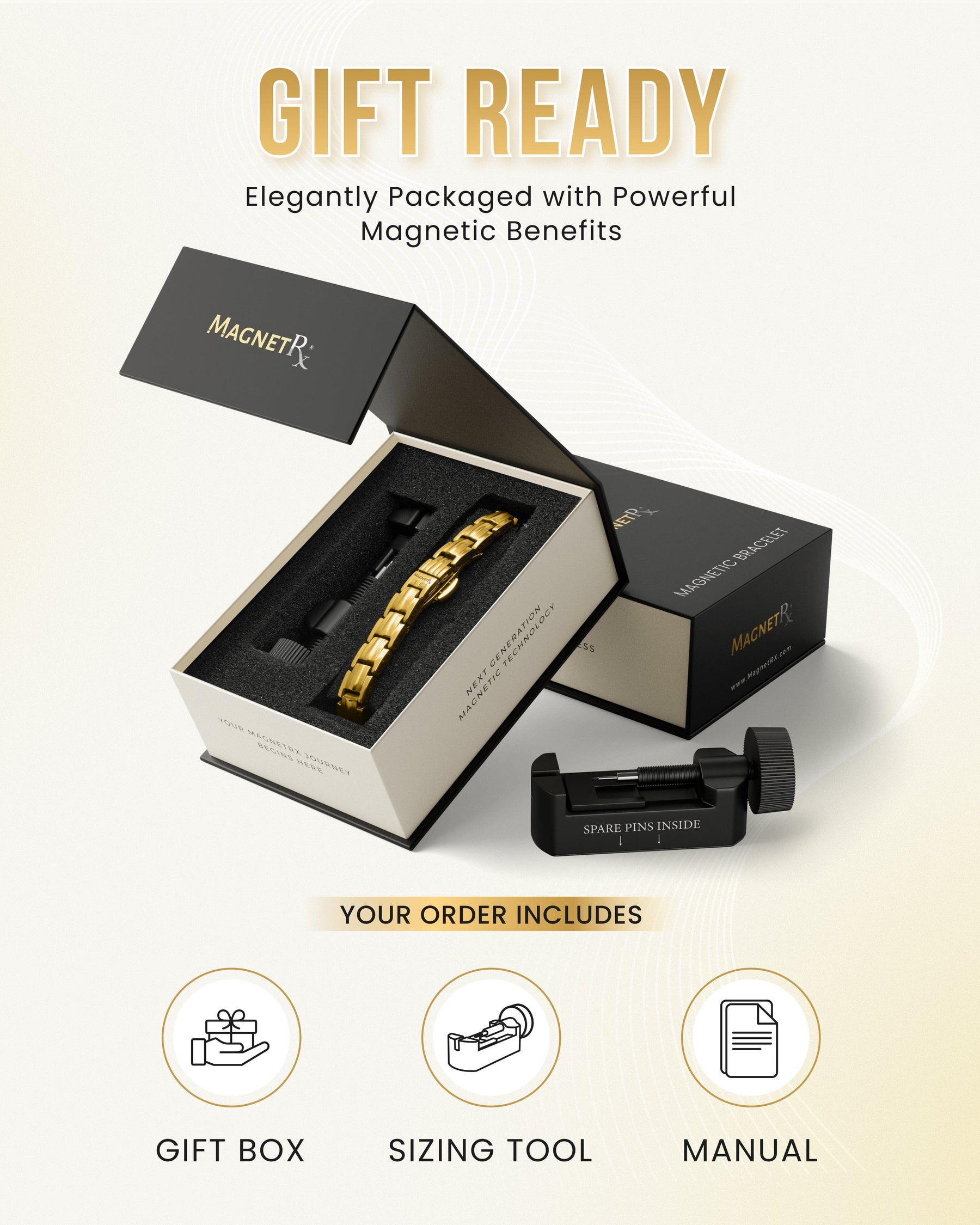 Magnetic Bracelet EllipseMAX Magnetic Bracelet for Women (Gold) MagnetRX