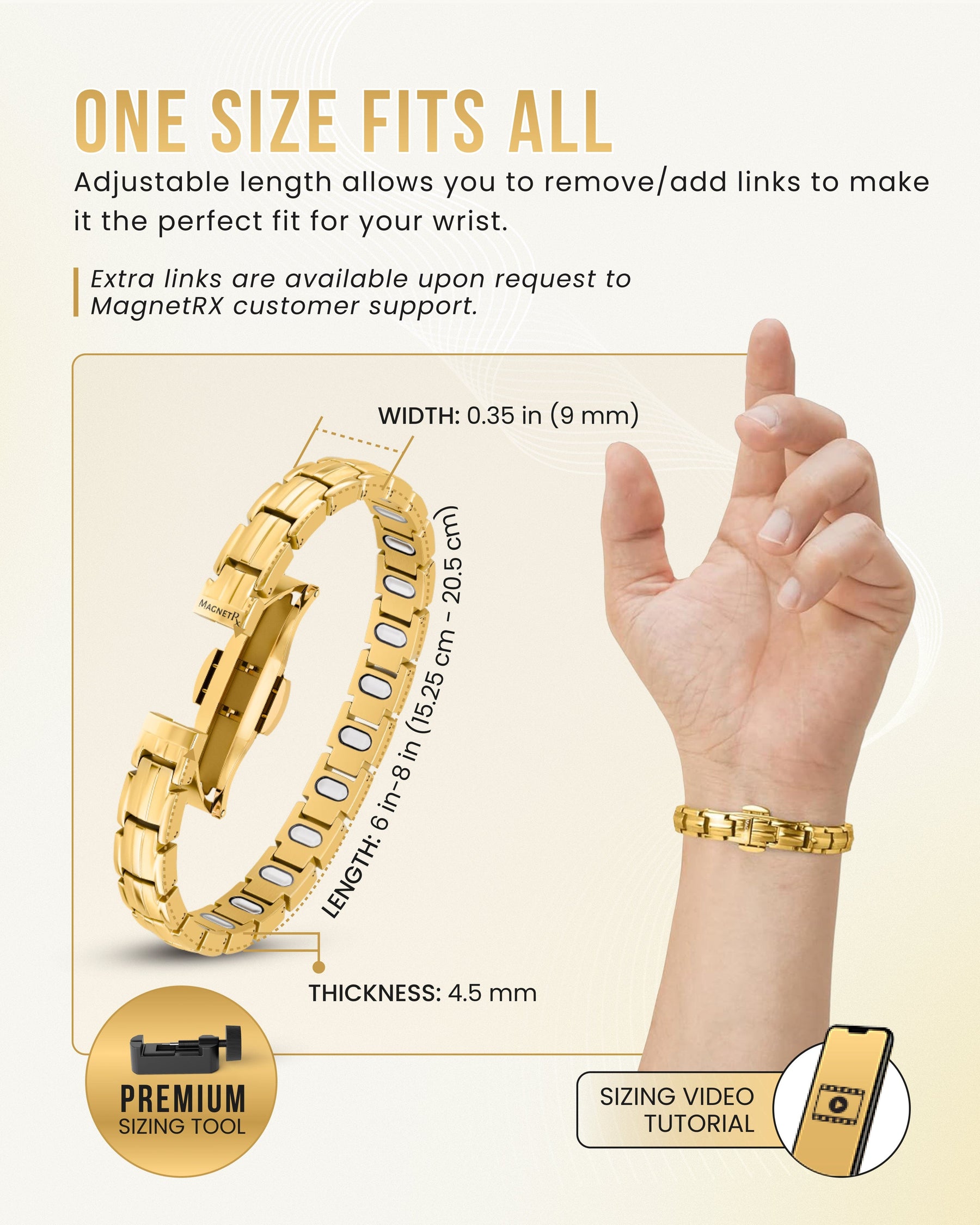 Magnetic Bracelet EllipseMAX Magnetic Bracelet for Women (Gold) MagnetRX