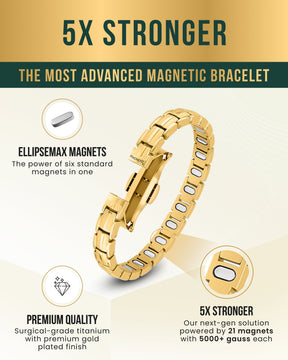 Magnetic Bracelet EllipseMAX Magnetic Bracelet for Women (Gold) MagnetRX