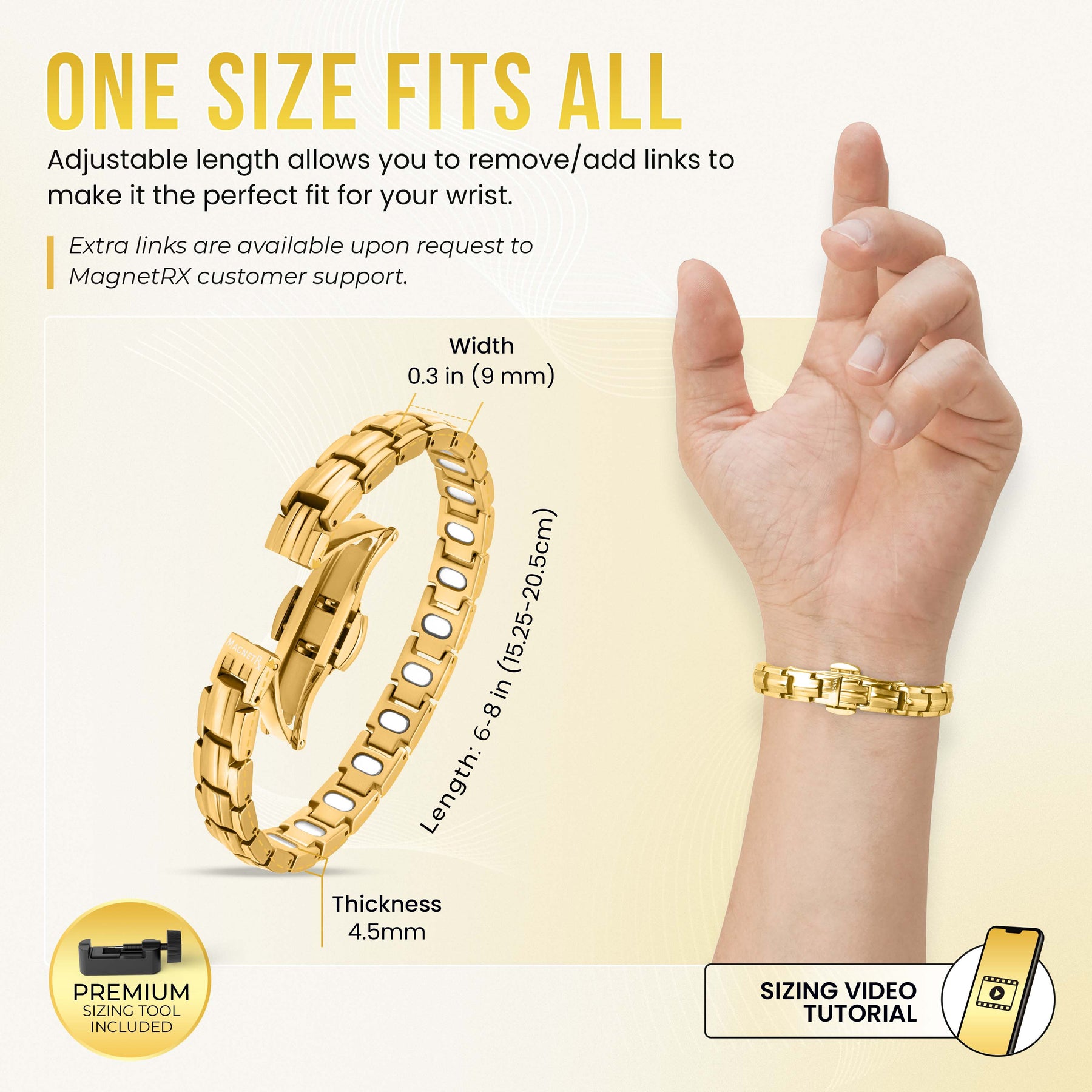 Magnetic Bracelet EllipseMAX Magnetic Bracelet for Women (Gold) MagnetRX