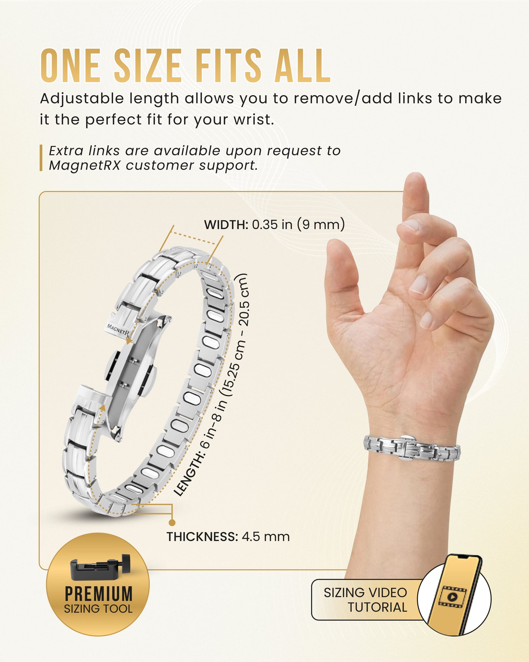 Magnetic Bracelet EllipseMAX Magnetic Bracelet for Women (Silver) MagnetRX