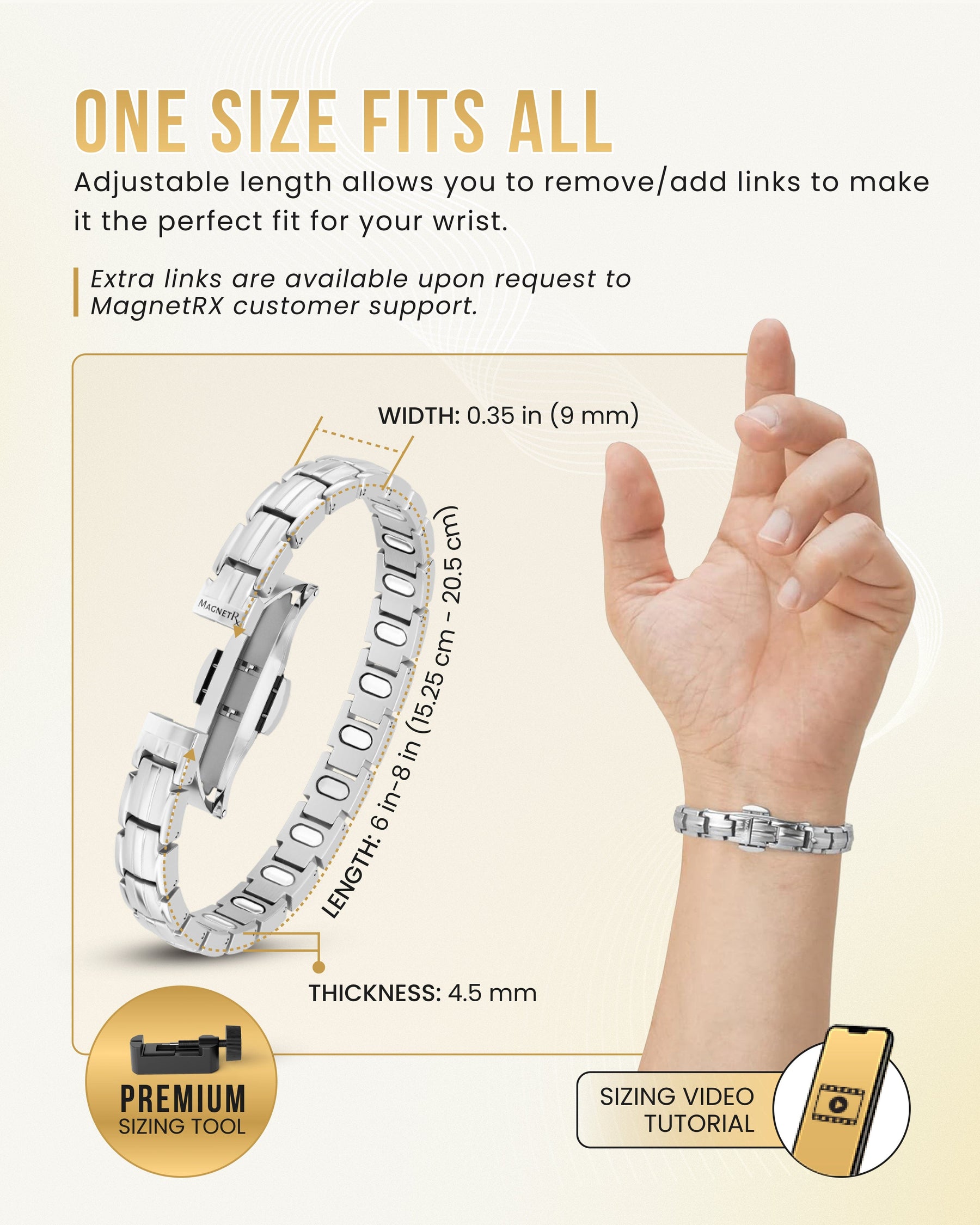 Magnetic Bracelet EllipseMAX Magnetic Bracelet for Women (Silver) MagnetRX