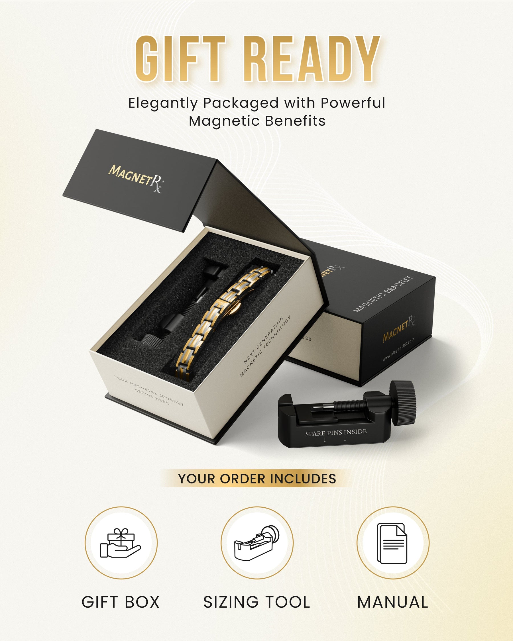 Magnetic Bracelet EllipseMAX Magnetic Bracelet for Women (Silver & Gold) MagnetRX