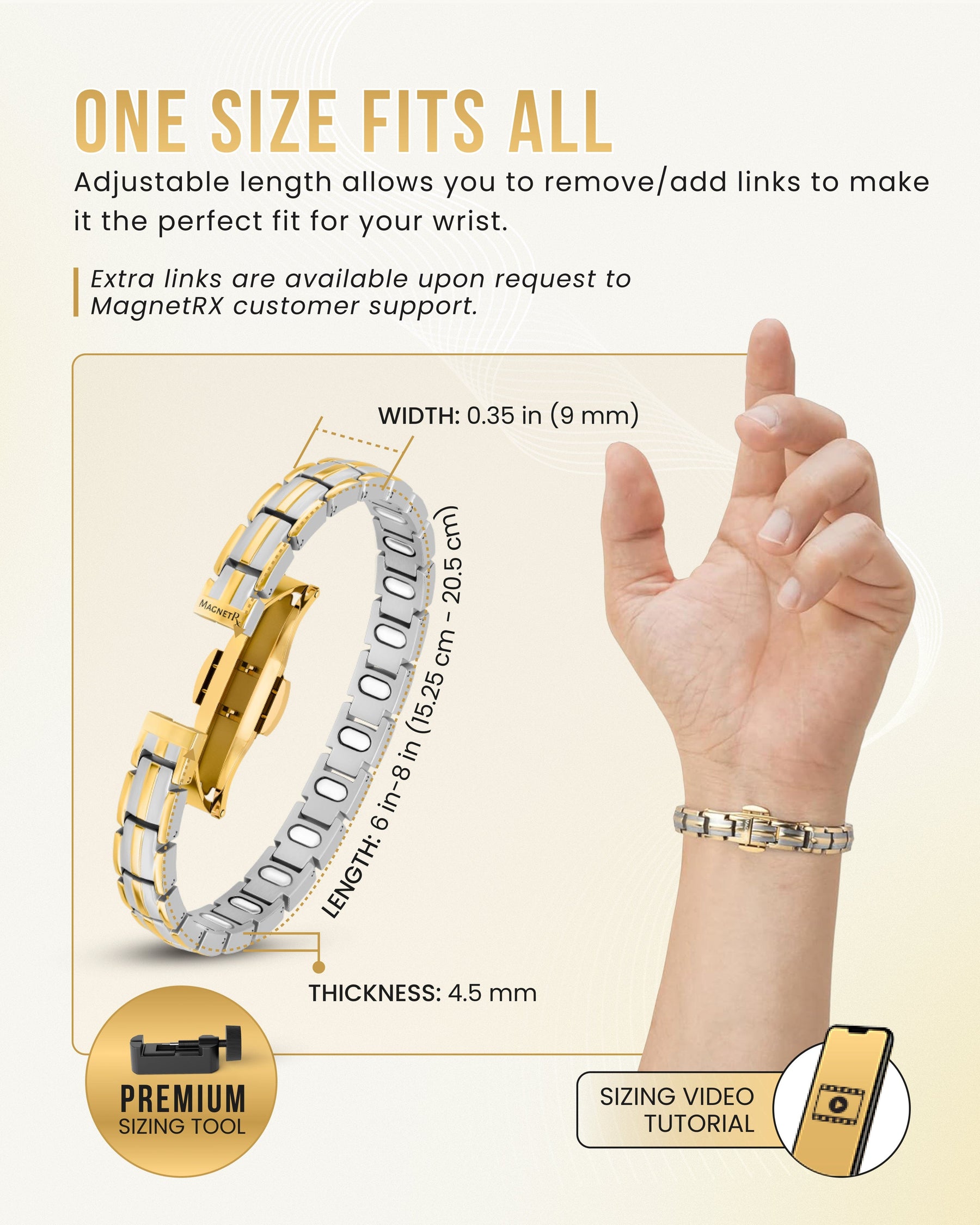 Magnetic Bracelet EllipseMAX Magnetic Bracelet for Women (Silver & Gold) MagnetRX