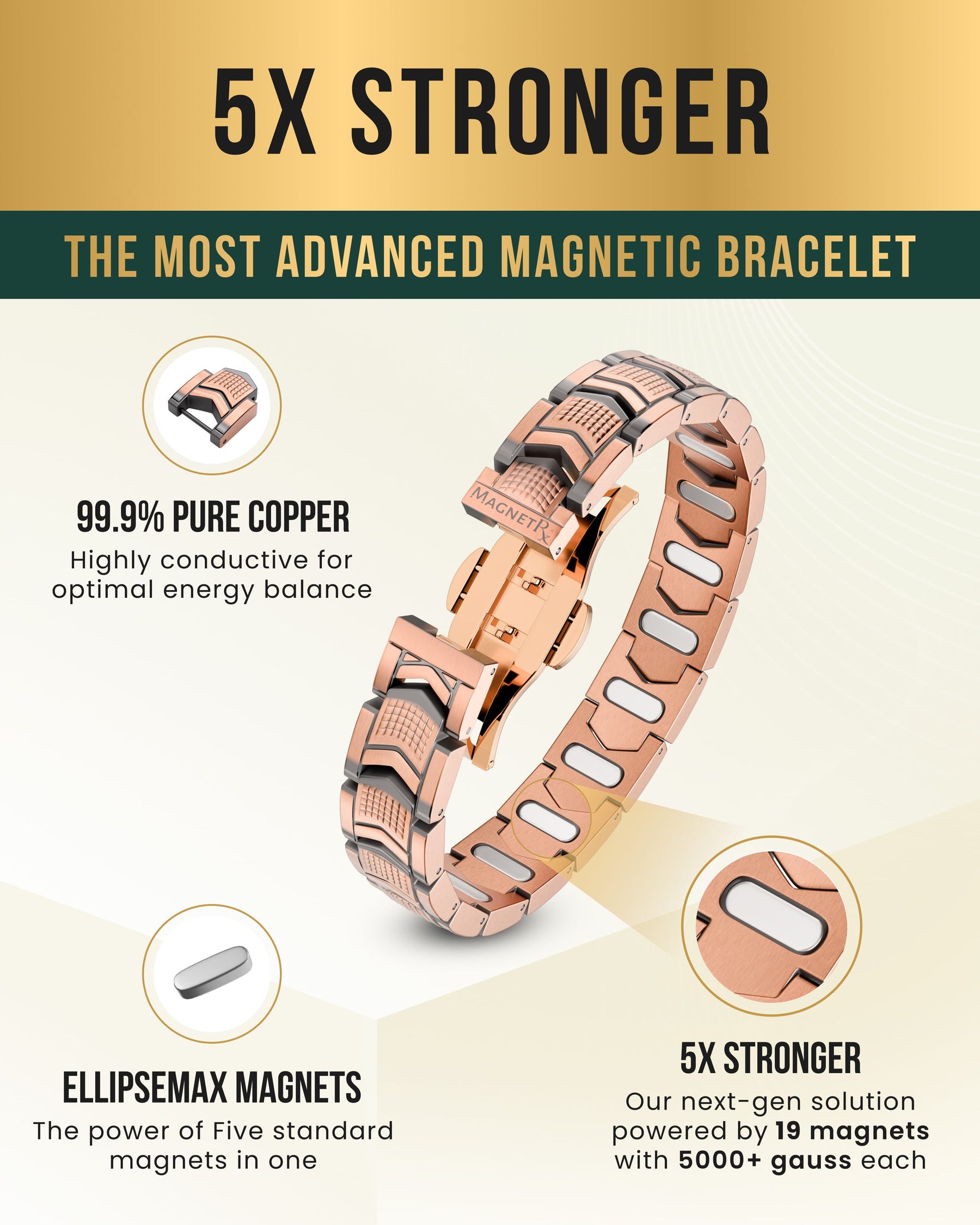 Magnetic Bracelet EllipseMAX Magnetic Copper Bracelet for Men (Arrow) MagnetRX