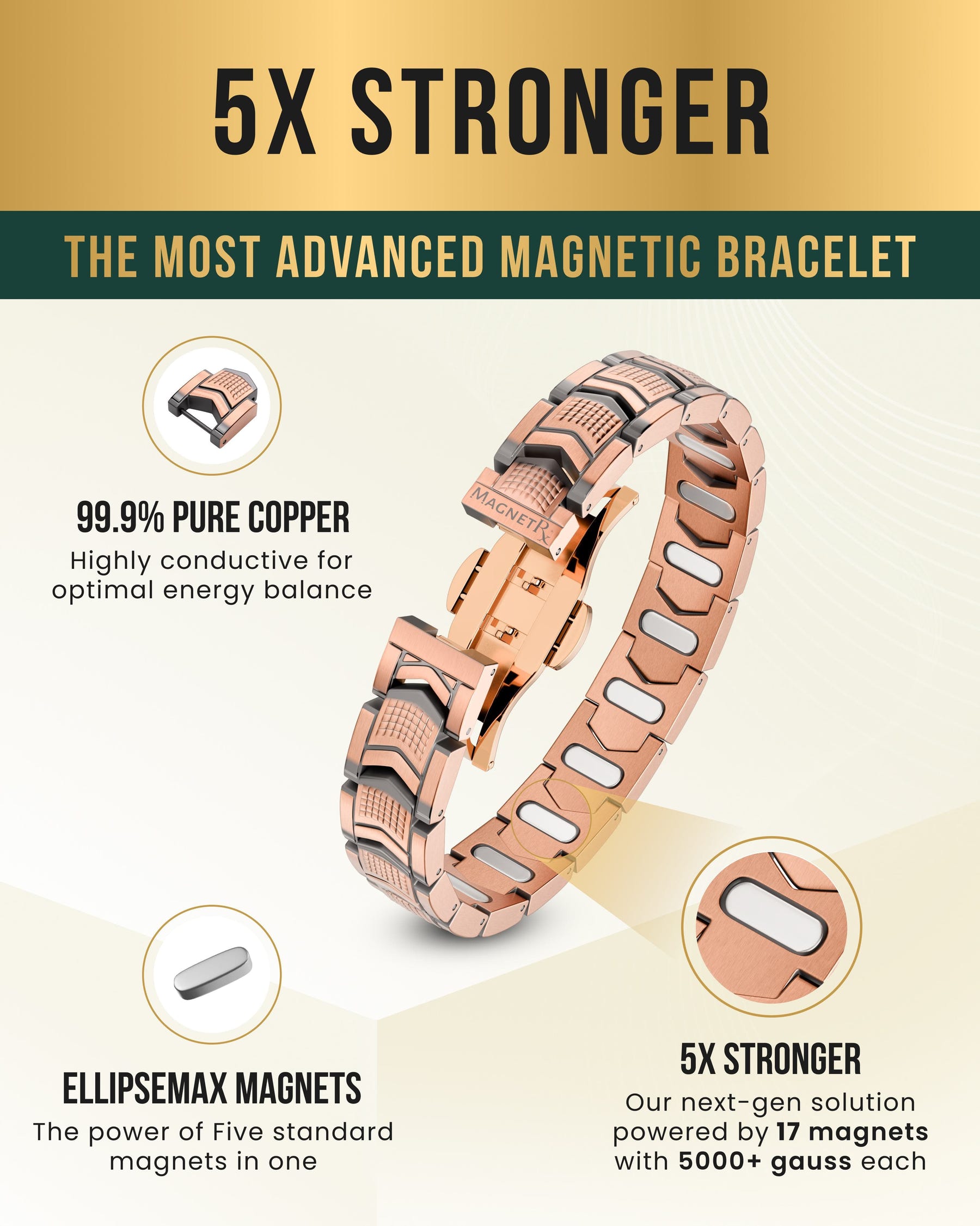 Magnetic Bracelet EllipseMAX Magnetic Copper Bracelet for Men (Arrow) MagnetRX