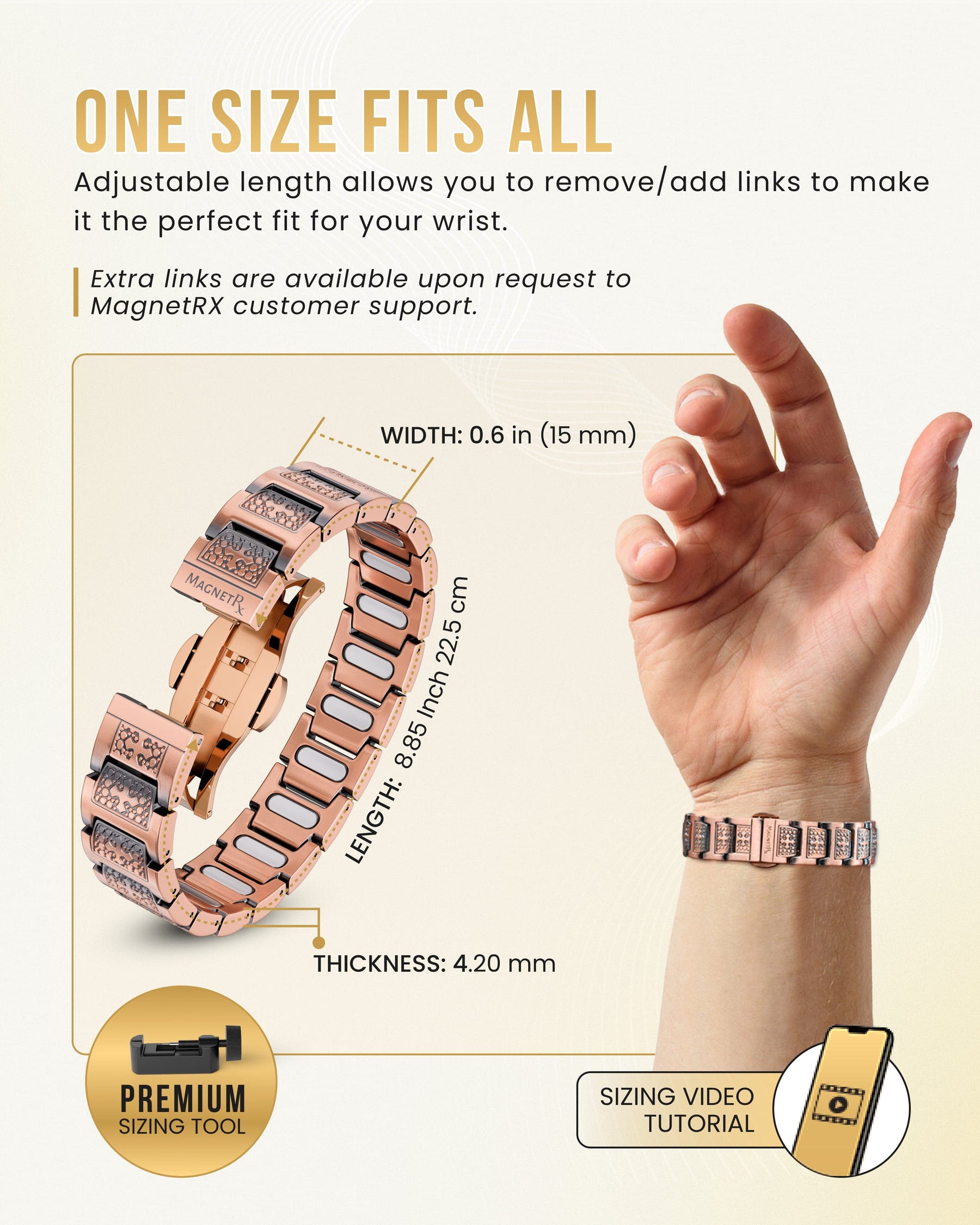 Magnetic Bracelet EllipseMAX Magnetic Copper Bracelet for Men (Cross) MagnetRX