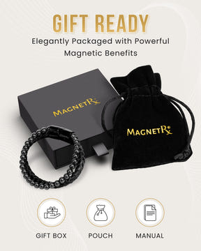 Magnetic Bracelet High Power Hematite Bead & Leather Magnetic Bracelet MagnetRX