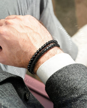 Magnetic Bracelet High Power Hematite Bead & Leather Magnetic Bracelet MagnetRX