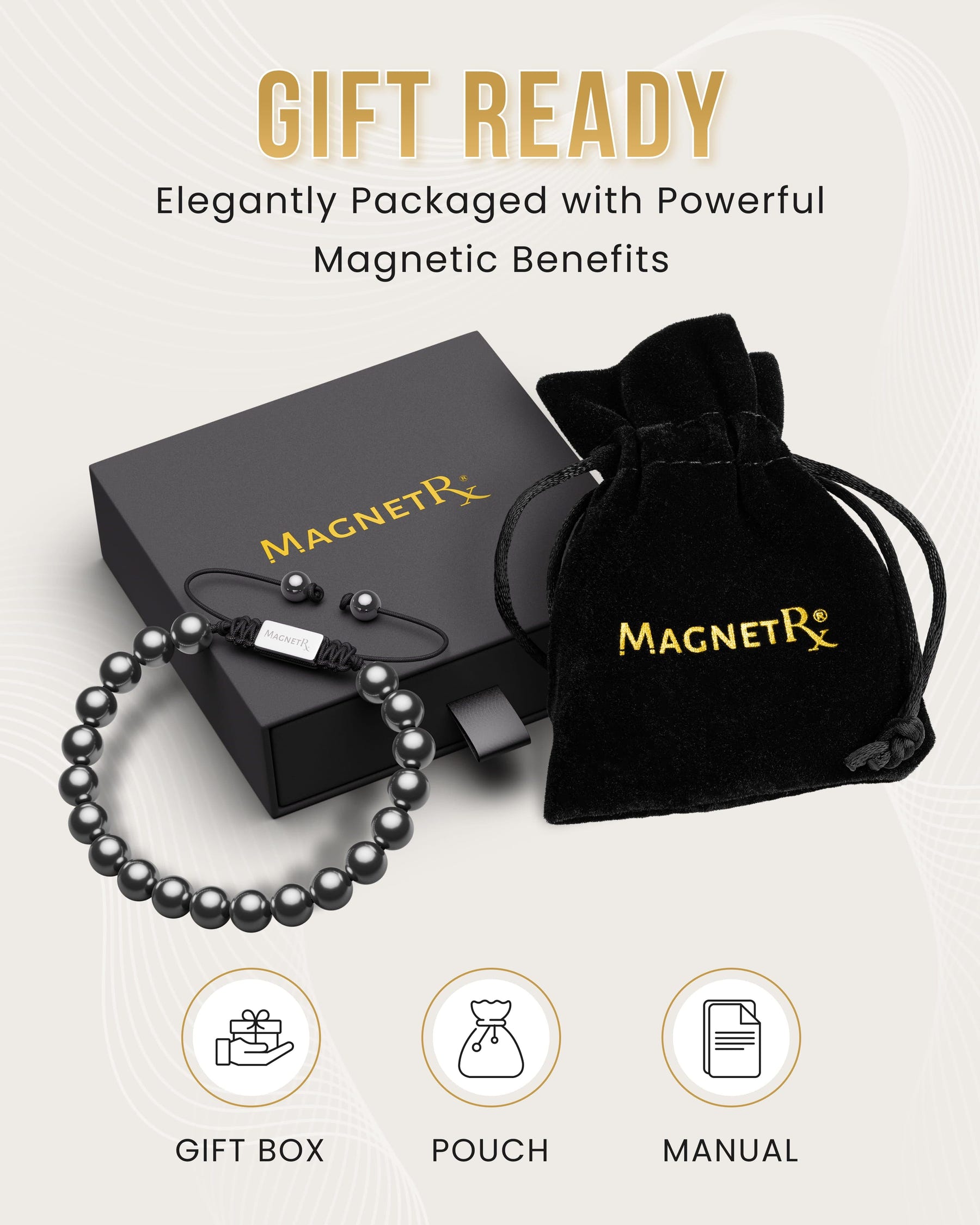 Magnetic Bracelet High Power Magnetic Hematite Bracelet Classic 8mm Bead MagnetRX