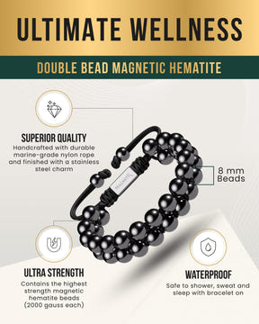 Magnetic Bracelet High Power Magnetic Hematite Bracelet Double Row MagnetRX