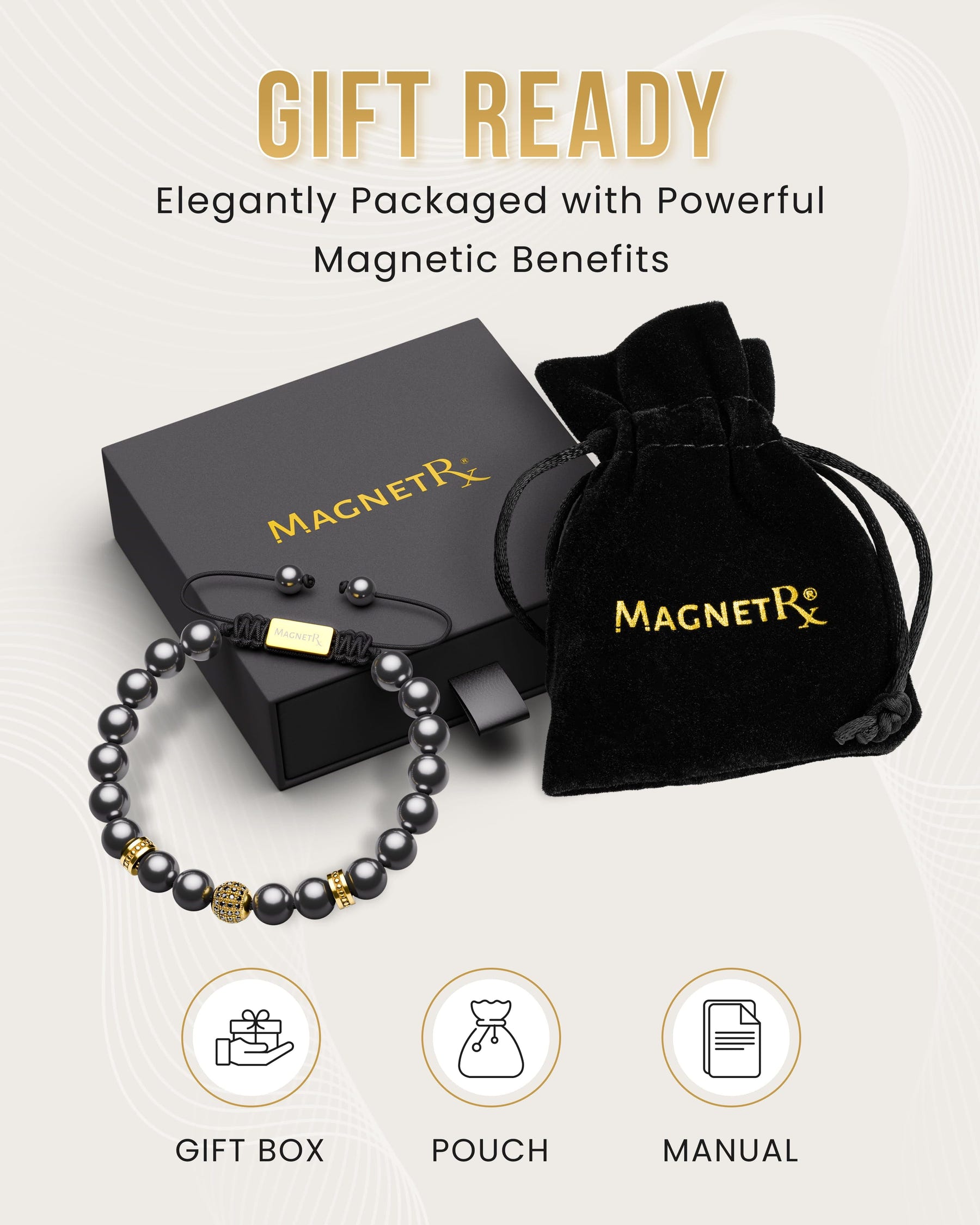 Magnetic Bracelet High Power Magnetic Hematite Bracelet Gold Zeus MagnetRX