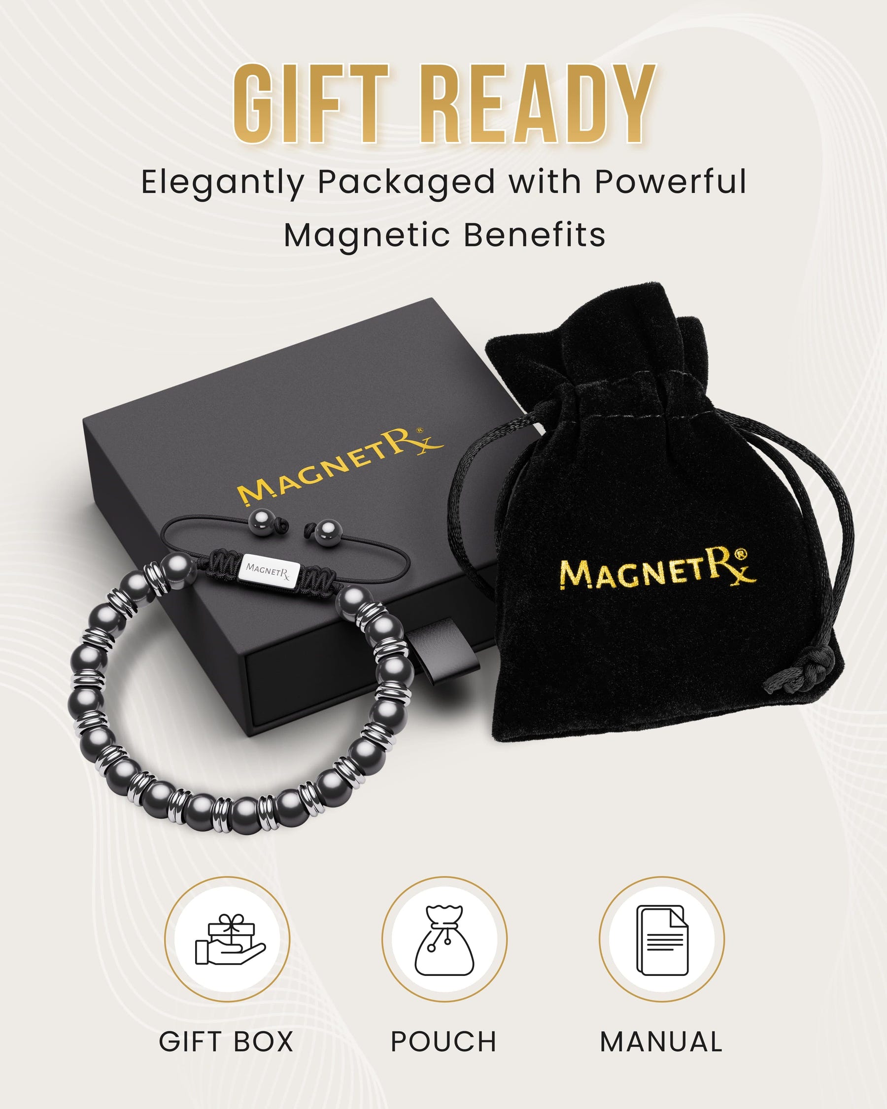 Magnetic Bracelet High Power Magnetic Hematite Bracelet Silver Titan MagnetRX