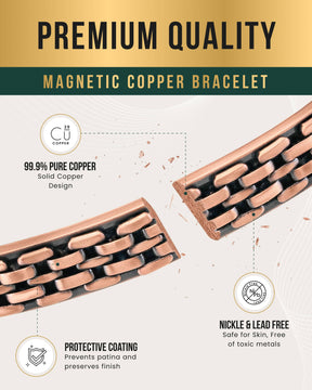Magnetic Bracelet Link Chain Inlay Copper Cuff Magnetic Therapy Bracelet for Men & Women MagnetRX