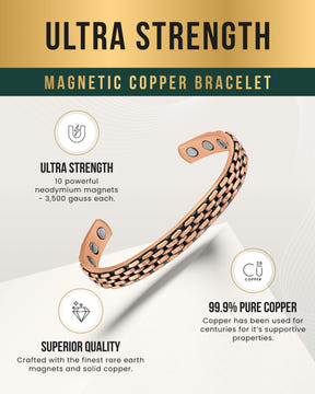 Magnetic Bracelet Link Chain Inlay Copper Cuff Magnetic Therapy Bracelet for Men & Women MagnetRX