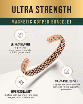 Magnetic Bracelet Link Chain Inlay Copper Cuff Magnetic Therapy Bracelet for Men & Women MagnetRX