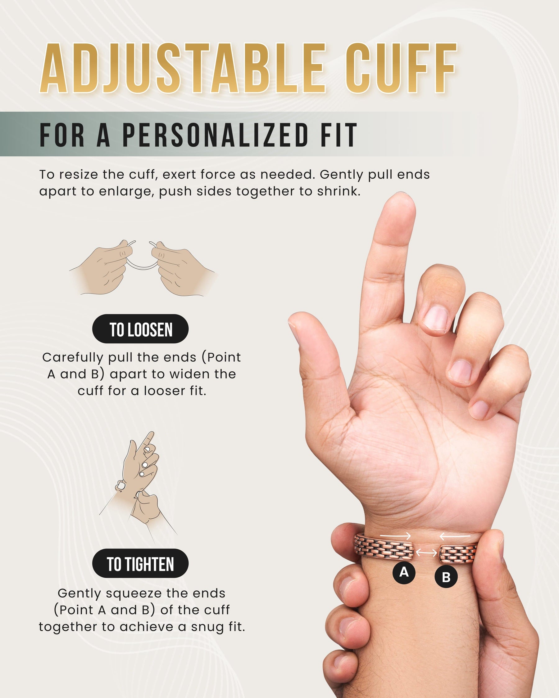 Magnetic Bracelet Link Chain Inlay Copper Cuff Magnetic Therapy Bracelet for Men & Women MagnetRX