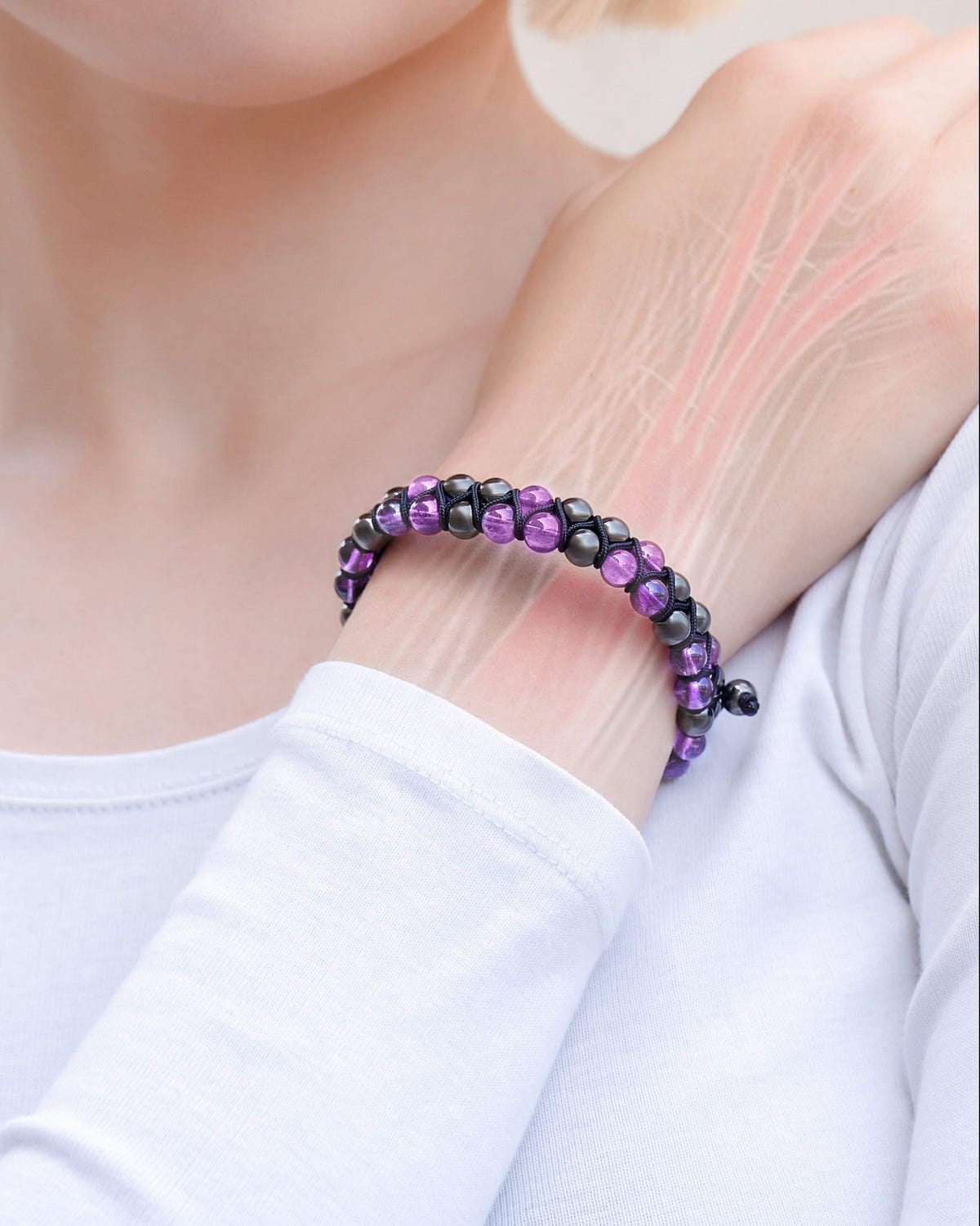 Magnetic Bracelet Magnetic Hematite & Amethyst Beaded Bracelet for Women MagnetRX