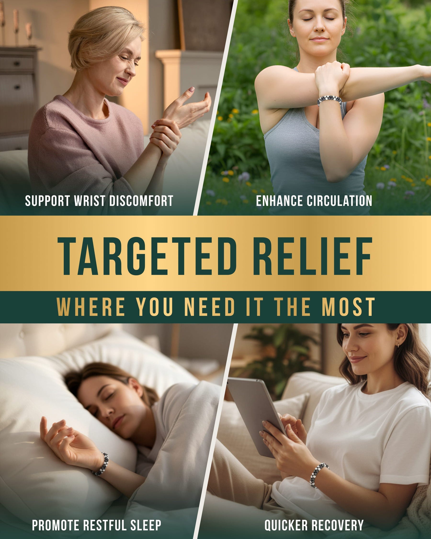 Magnetic Bracelet Magnetic Hematite & Moonstone Beaded Bracelet for Women MagnetRX