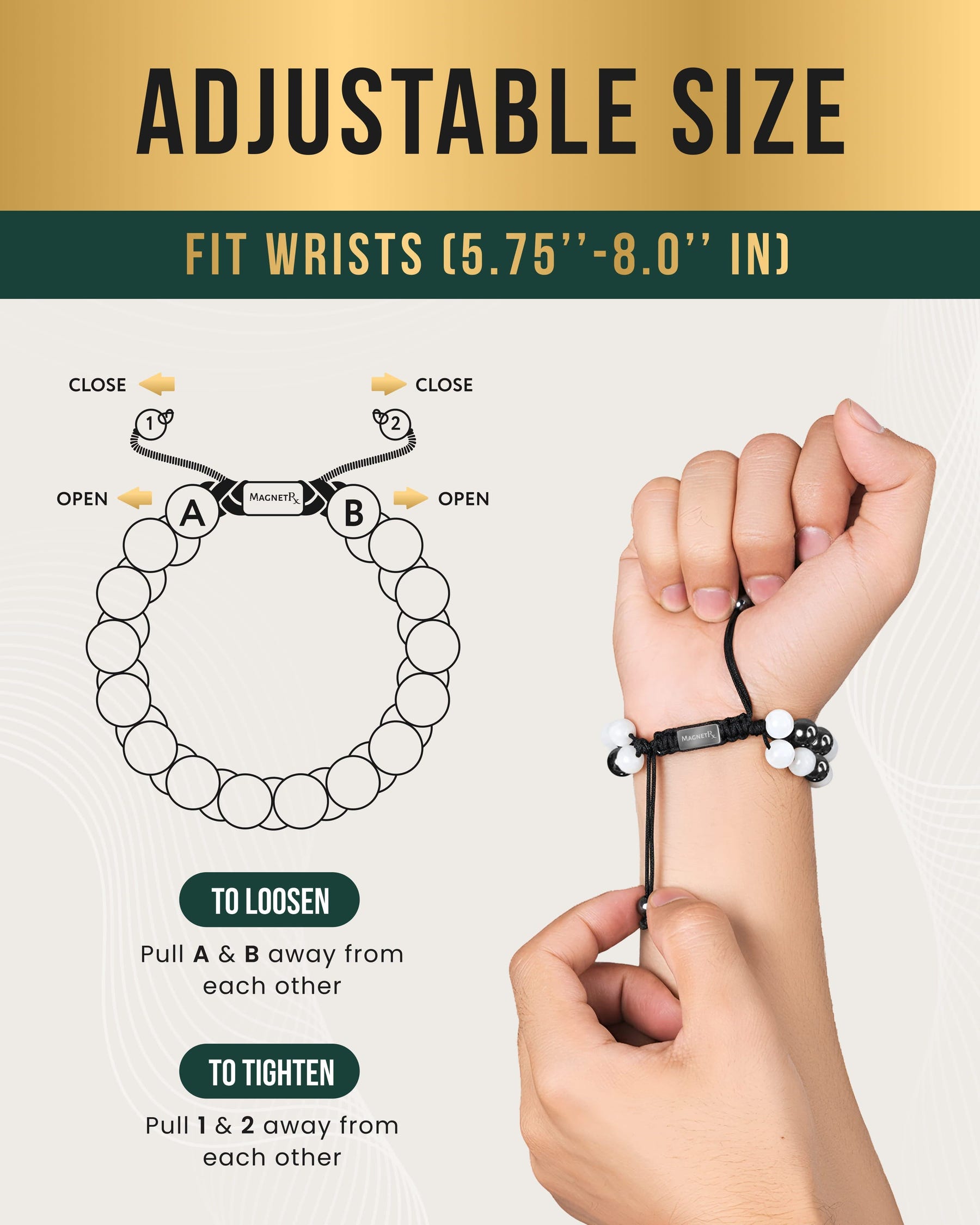 Magnetic Bracelet Magnetic Hematite & Moonstone Beaded Bracelet for Women MagnetRX