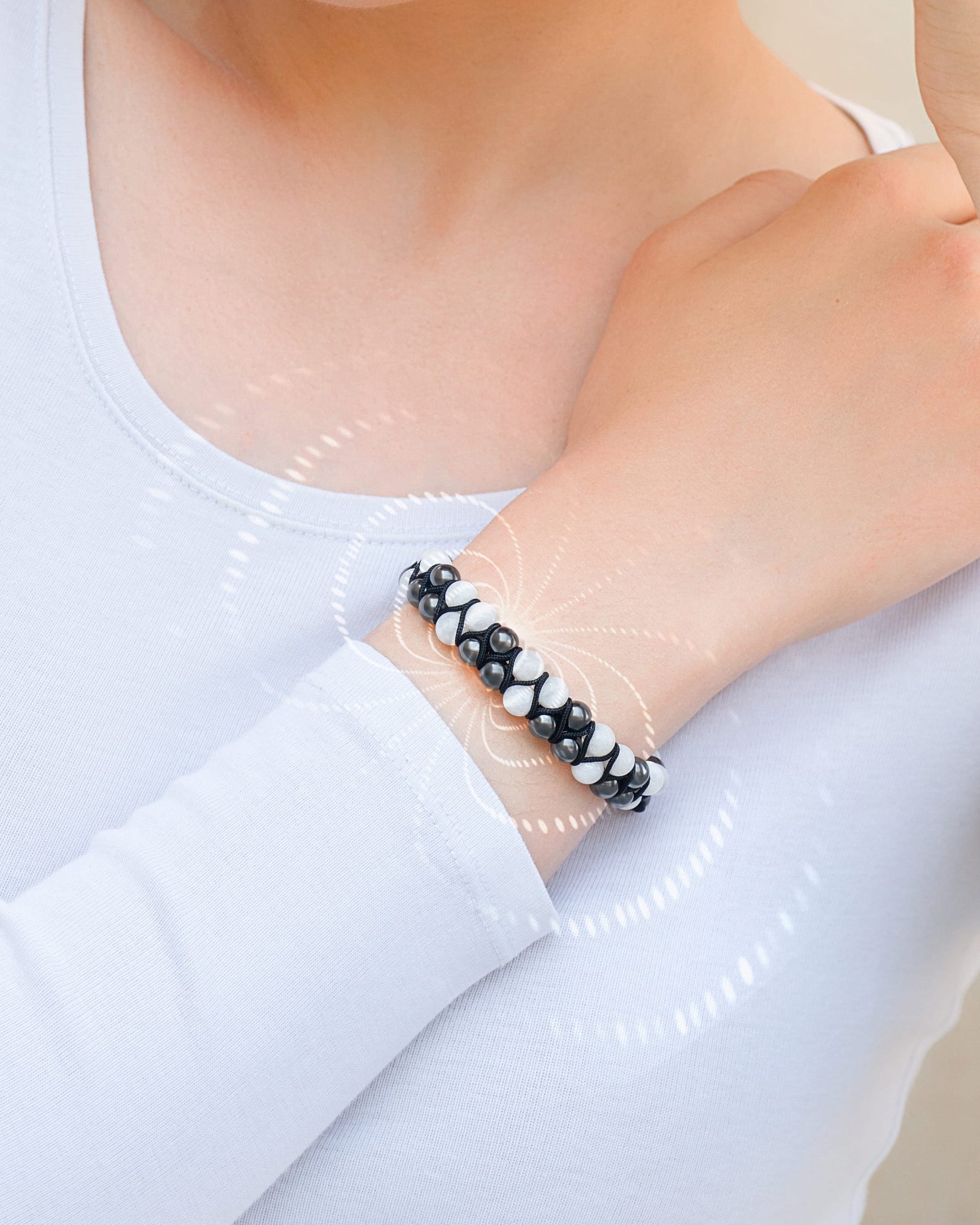 Magnetic Bracelet Magnetic Hematite & Moonstone Beaded Bracelet for Women MagnetRX