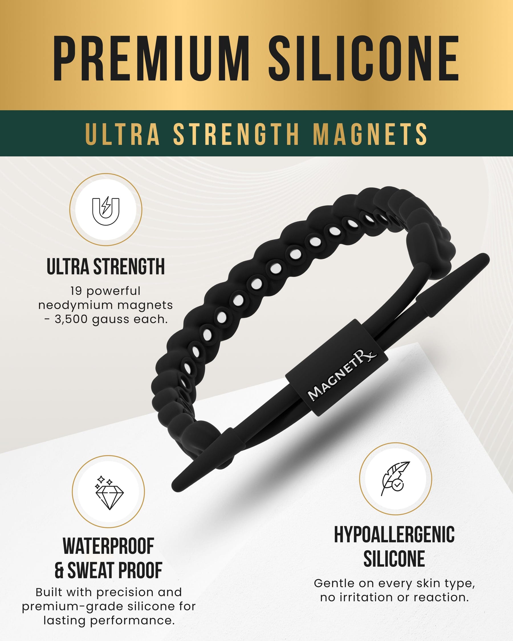 Magnetic Bracelet Magnetic Silicone Golf Bracelets (Braided) MagnetRX