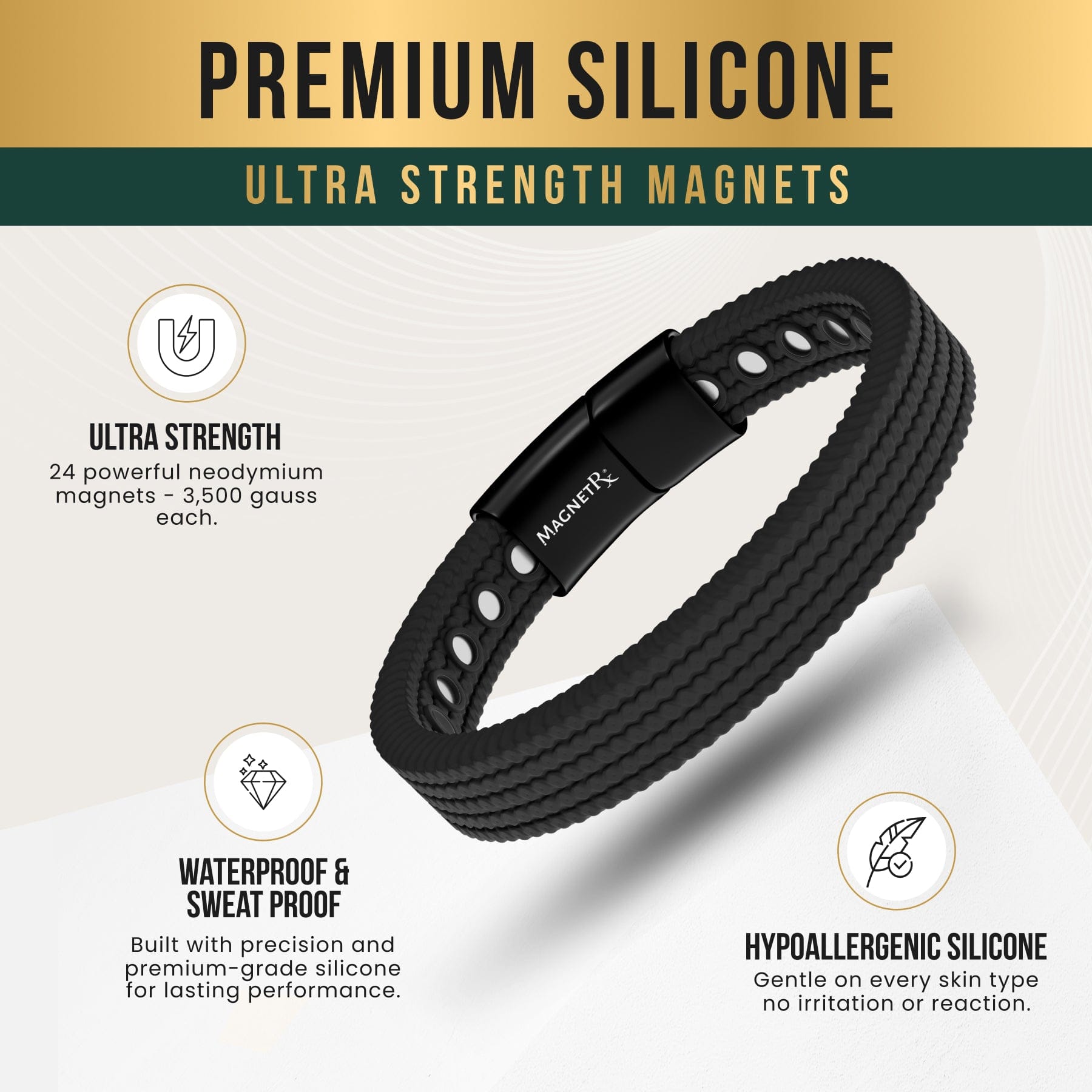 Magnetic Bracelet Magnetic Silicone Golf Bracelets (Classic) MagnetRX