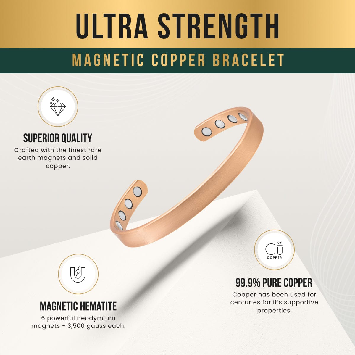 Magnetic Bracelet Magnetic Therapy Copper Cuff Bracelet MagnetRX