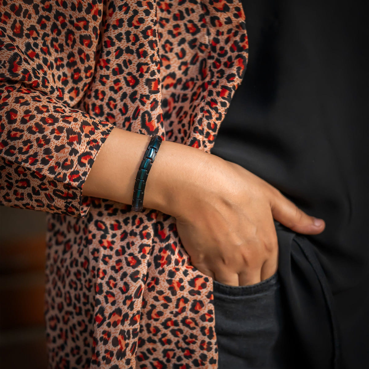 Magnetic Therapy Thin Blue Line Bracelet for Women