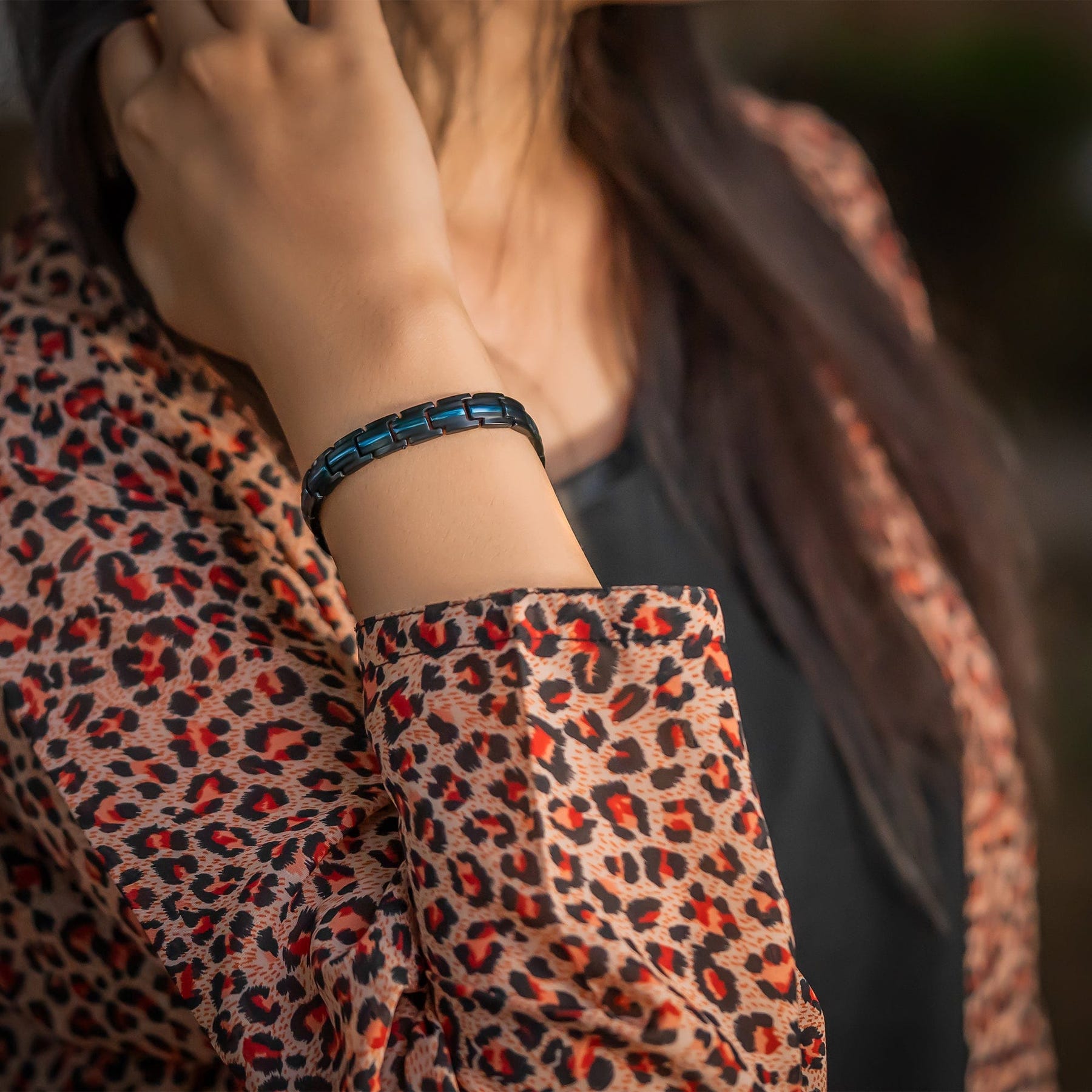 Magnetic Therapy Thin Blue Line Bracelet for Women