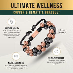 Magnetic Bracelet MAX Strength Magnetic Copper & Hematite Bracelet (Double Row) MagnetRX